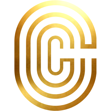 Monograma dourado do escritório Celedonio & Carmo Advogados